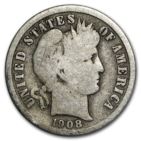 1908 Barber Dime Good/VG 1908 Barber Dime Good/VG